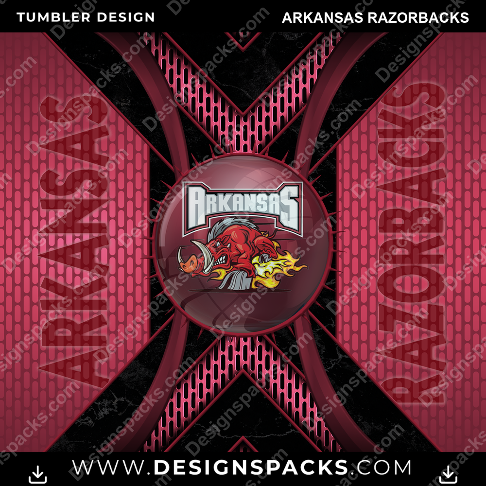 College Sport Metal Grating Arkansas Razorbacks NCAA College Sport Tumbler Digital Wrap Design Download