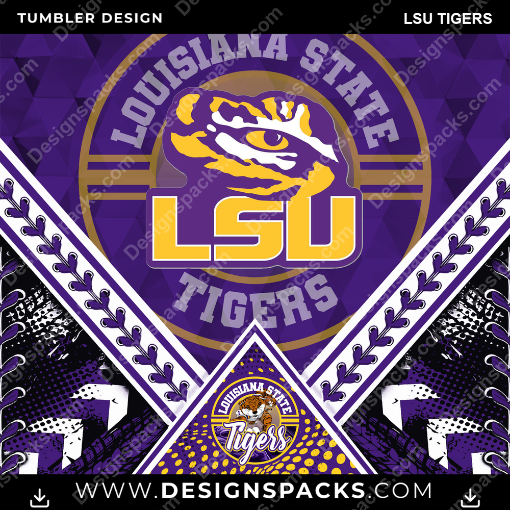 College Sport Diamond LSU Tigers NCAA College Sport Tumbler Digital Wrap Design Download