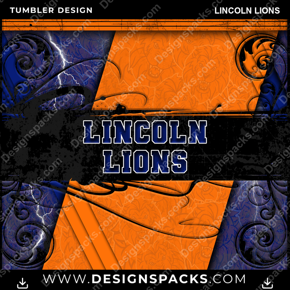 College Sport Elegant Lincoln Lions NCAA College Sport Tumbler Digital Wrap Design Download