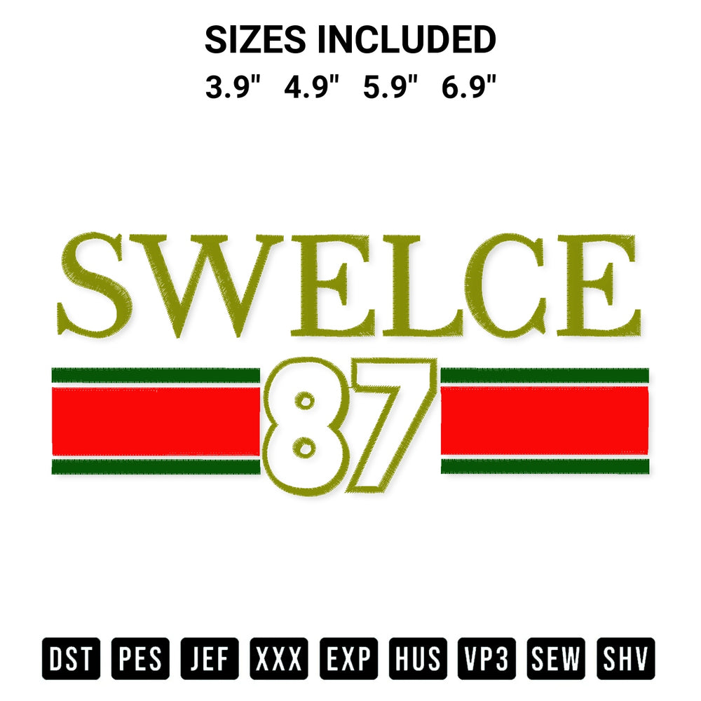 Transform your fabrics with the Swelce 87 Taylor And Travis Embroidery Design embroidery design. Instant access to premium digitized patterns at Designspacks.com. Available sizes: 3.9", 4.9", 5.9", 6.9".