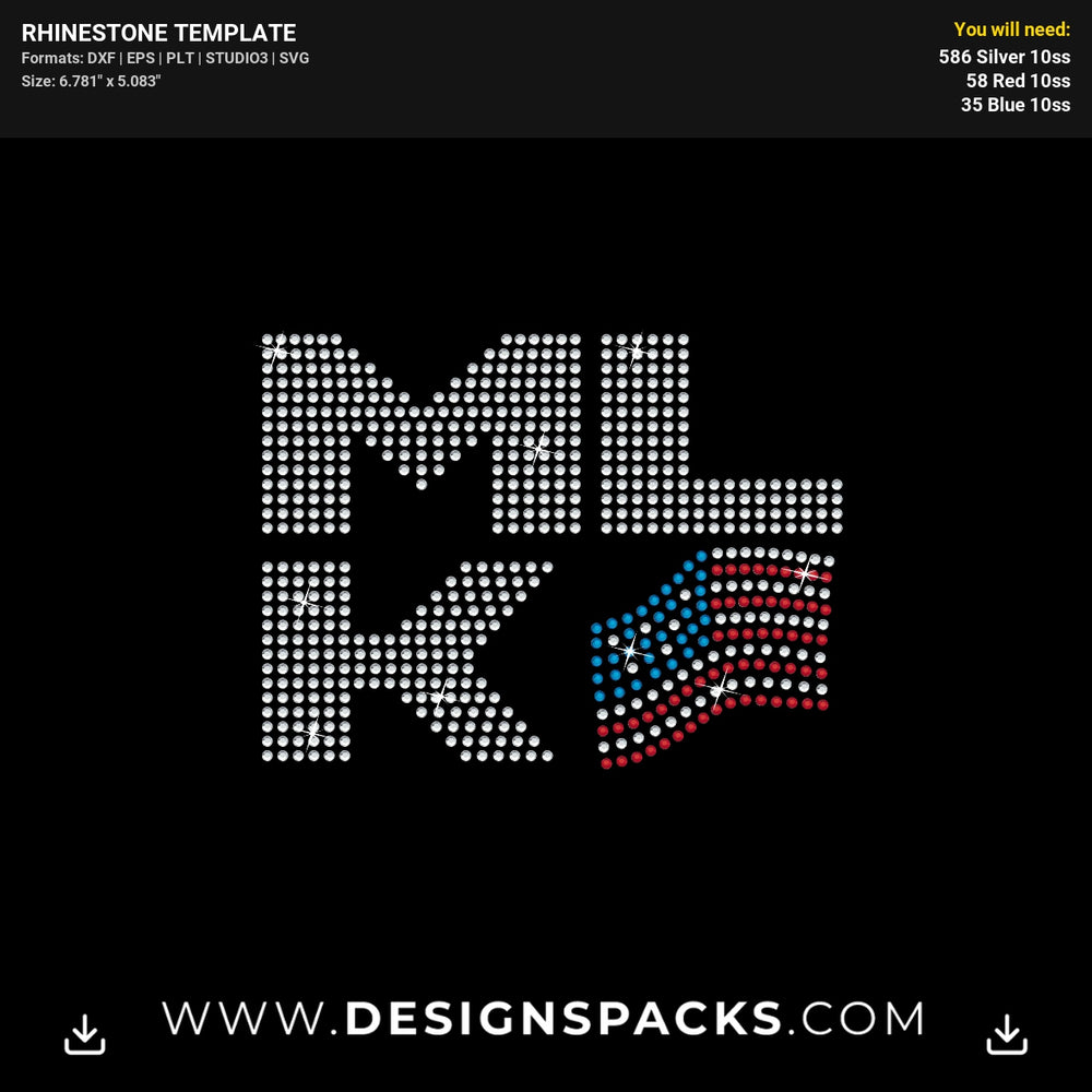 Mlk Flag Rhinestone Digital Template