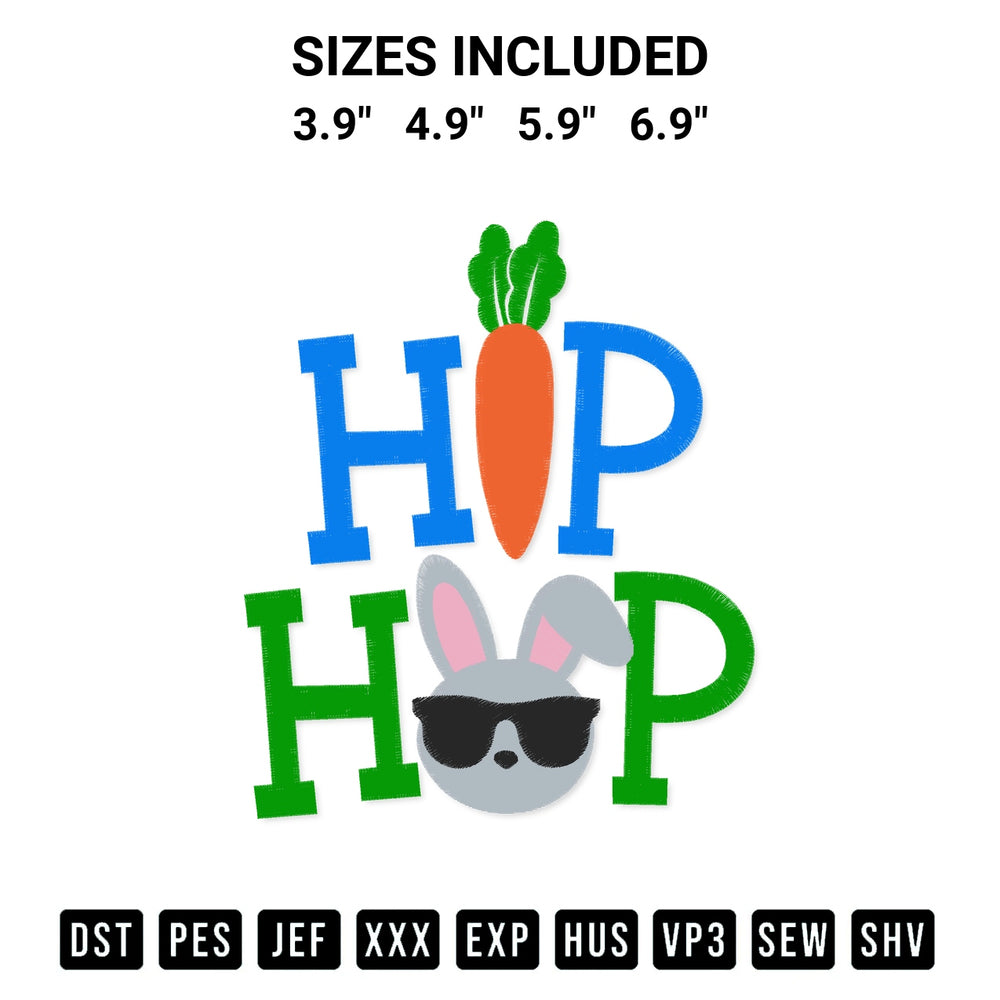 Discover the perfect addition to your crafting collection: Hip Hop Bunny Embroidery Design embroidery file. Instantly available at Designspacks.com. Available sizes: 3.9", 4.9", 5.9", 6.9".