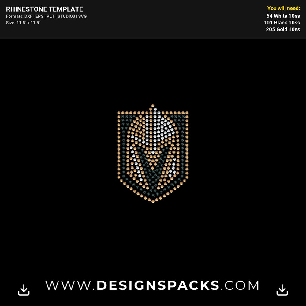 Small Vgk Vegas Golden Knights Rhinestone Digital Template