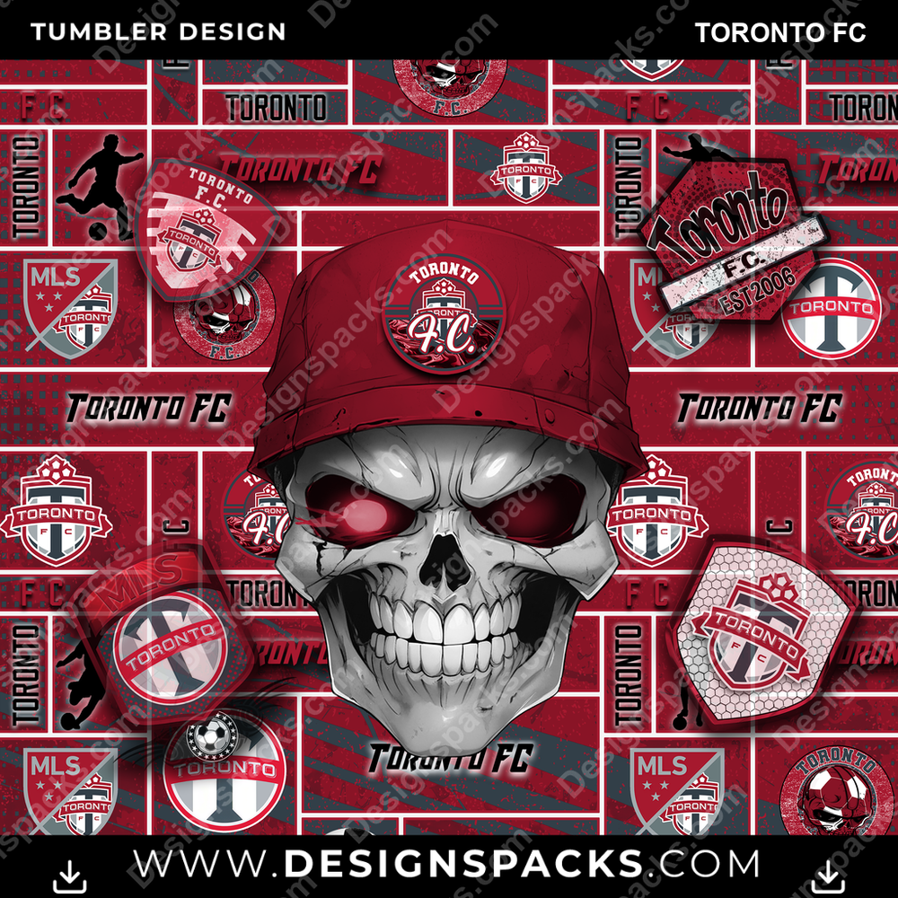 Soccer Skull Toronto FC Tumbler Digital Wrap Design