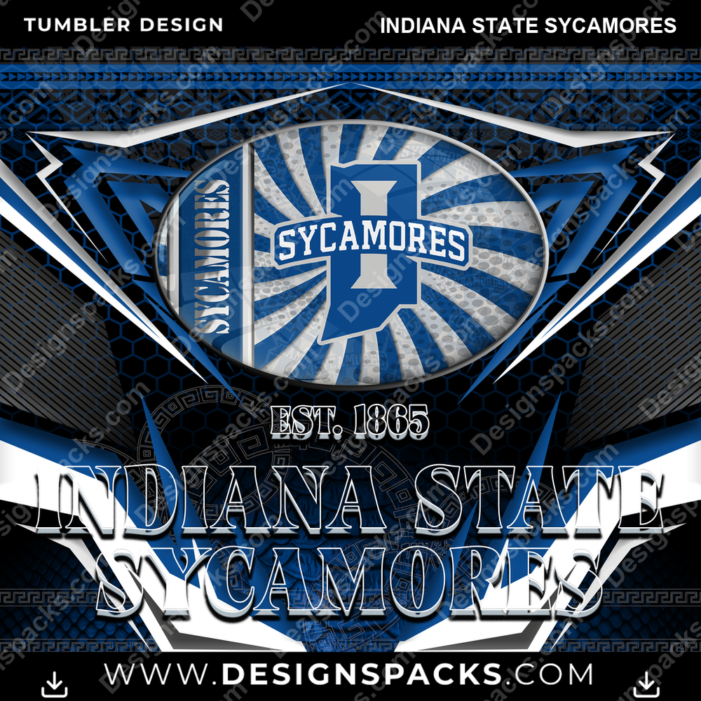 College Sport Tribal Indiana State Sycamores Tumbler Digital Wrap Design