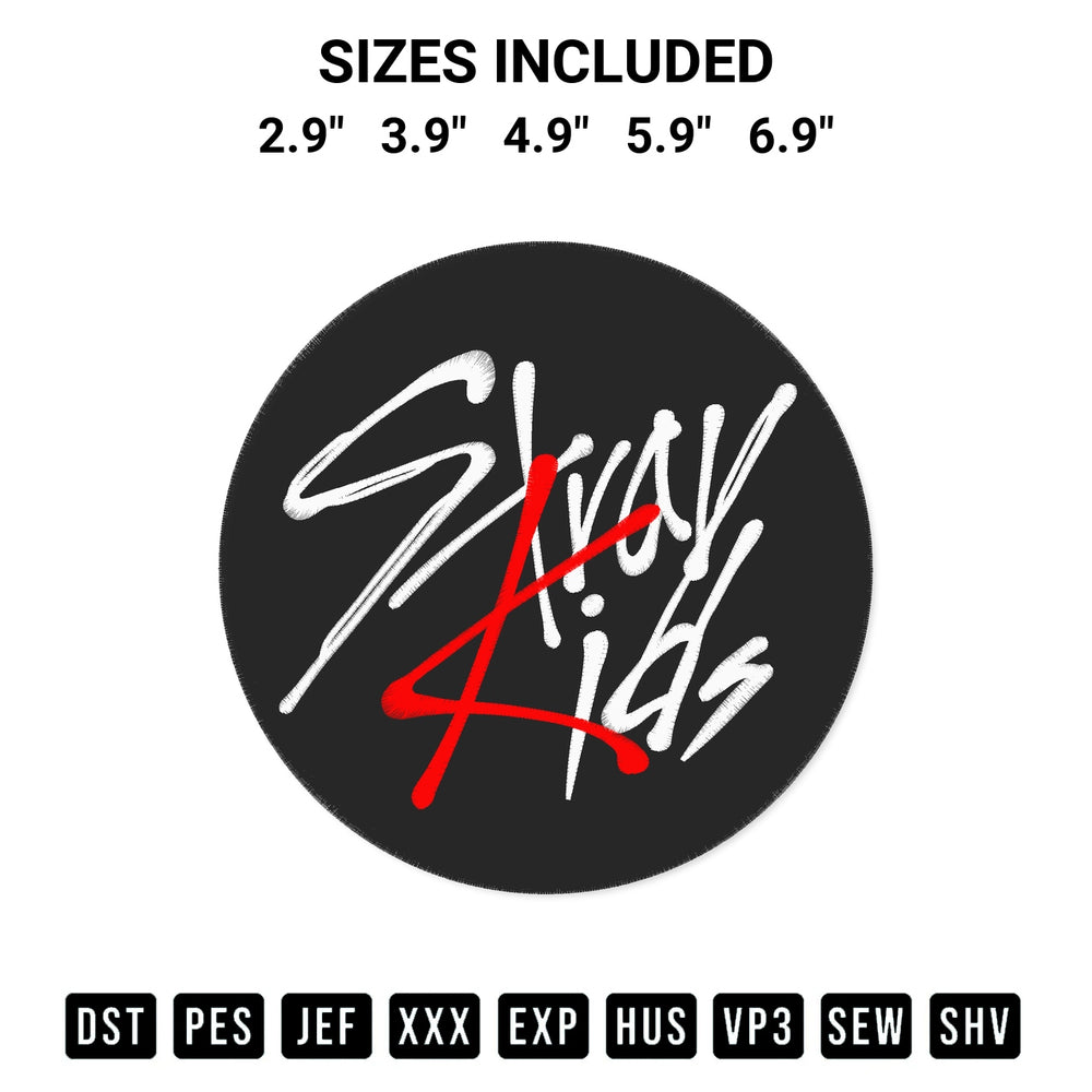 Create amazing crafts with the Stray Kids Circle Embroidery Design embroidery file. High-quality digital download from Designspacks.com, perfect for beginners and pros. Available sizes: 2.9", 3.9", 4.9", 5.9", 6.9".