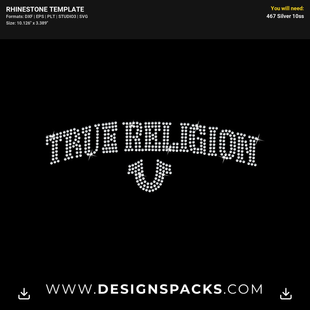 True Religion Symbol Rhinestone Digital Template