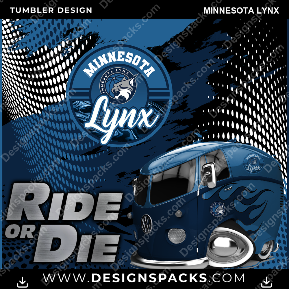 Basketball Ride or Die Minnesota Lynx Tumbler Digital Wrap Design