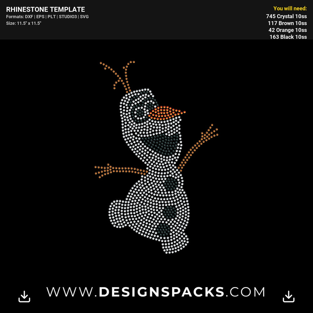 Olaf Frozen Snowman Character Rhinestone Digital Template