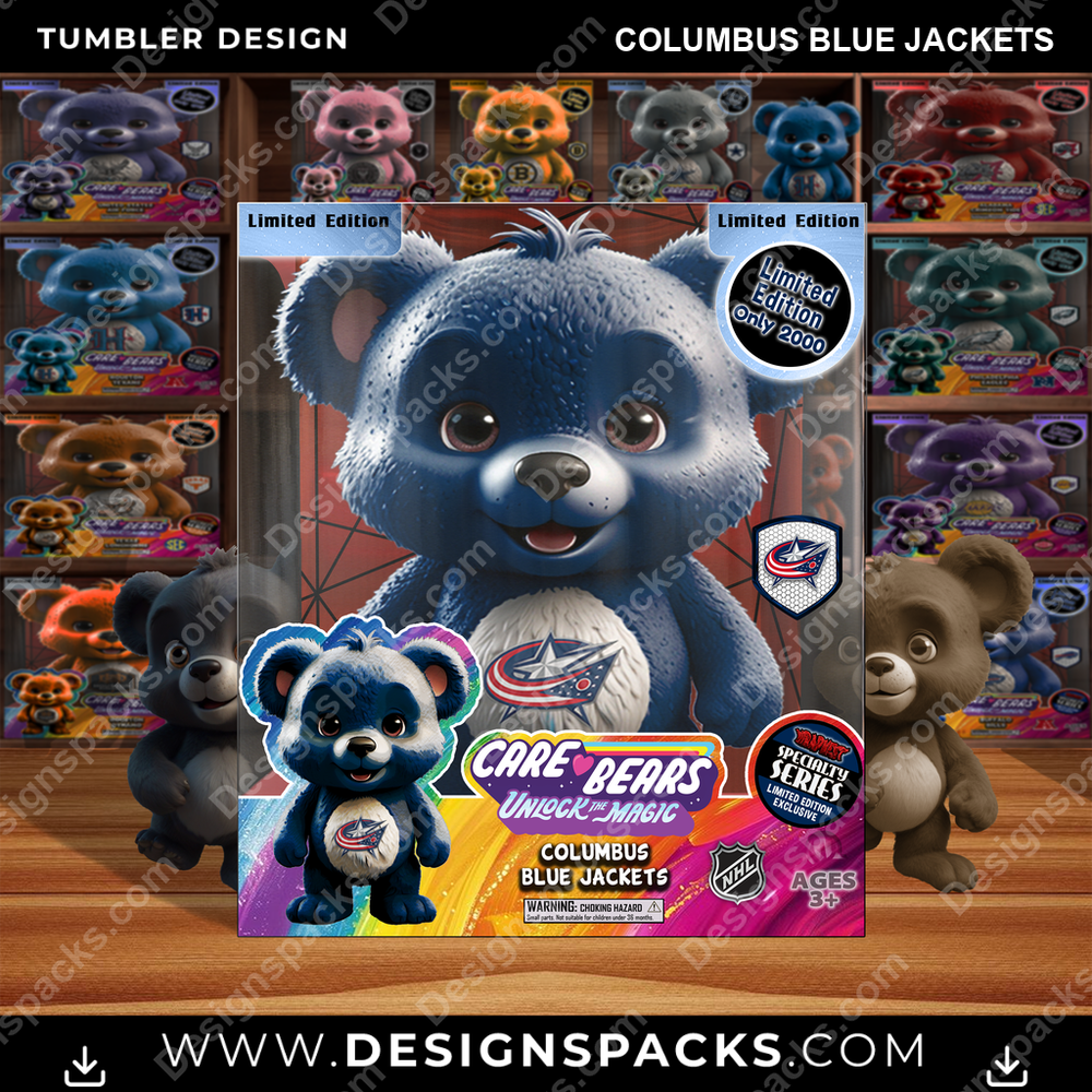 Hockey Care Bear Box Columbus Blue Jackets Tumbler Digital Wrap Design