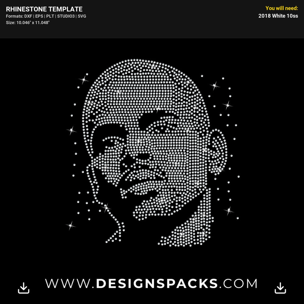 Chris Brown Portrait Rhinestone Digital Template