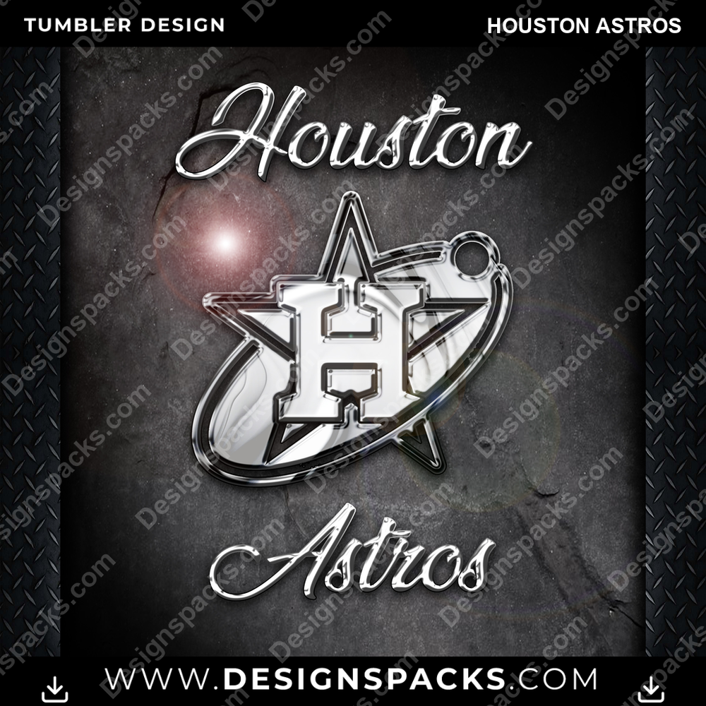 Diseño de Envoltura Digital para Vaso de Béisbol Chrome Houston Astros
