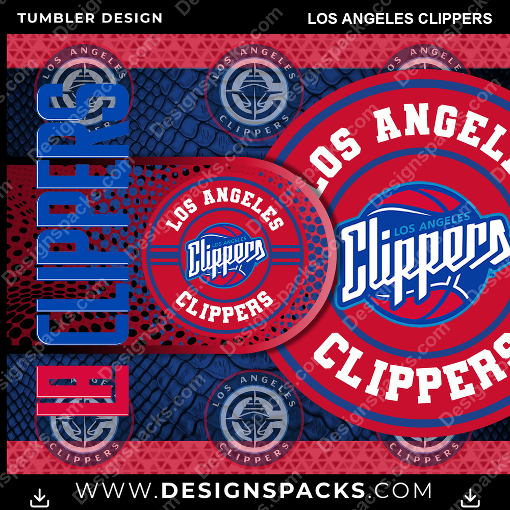 Basketball Hyper Los Angeles Clippers Tumbler Digital Wrap Design
