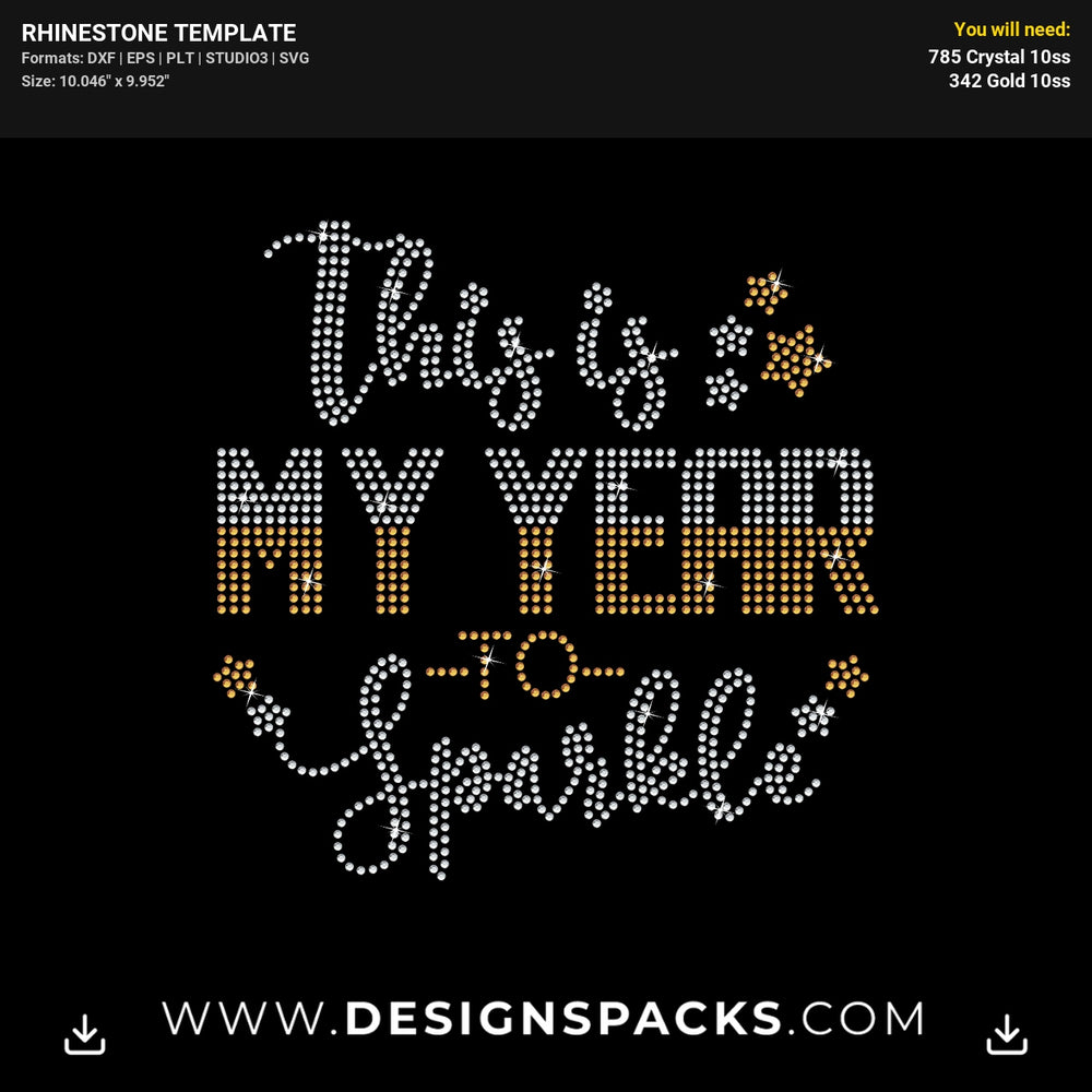 Year Sparkle Star Rhinestone Digital Template