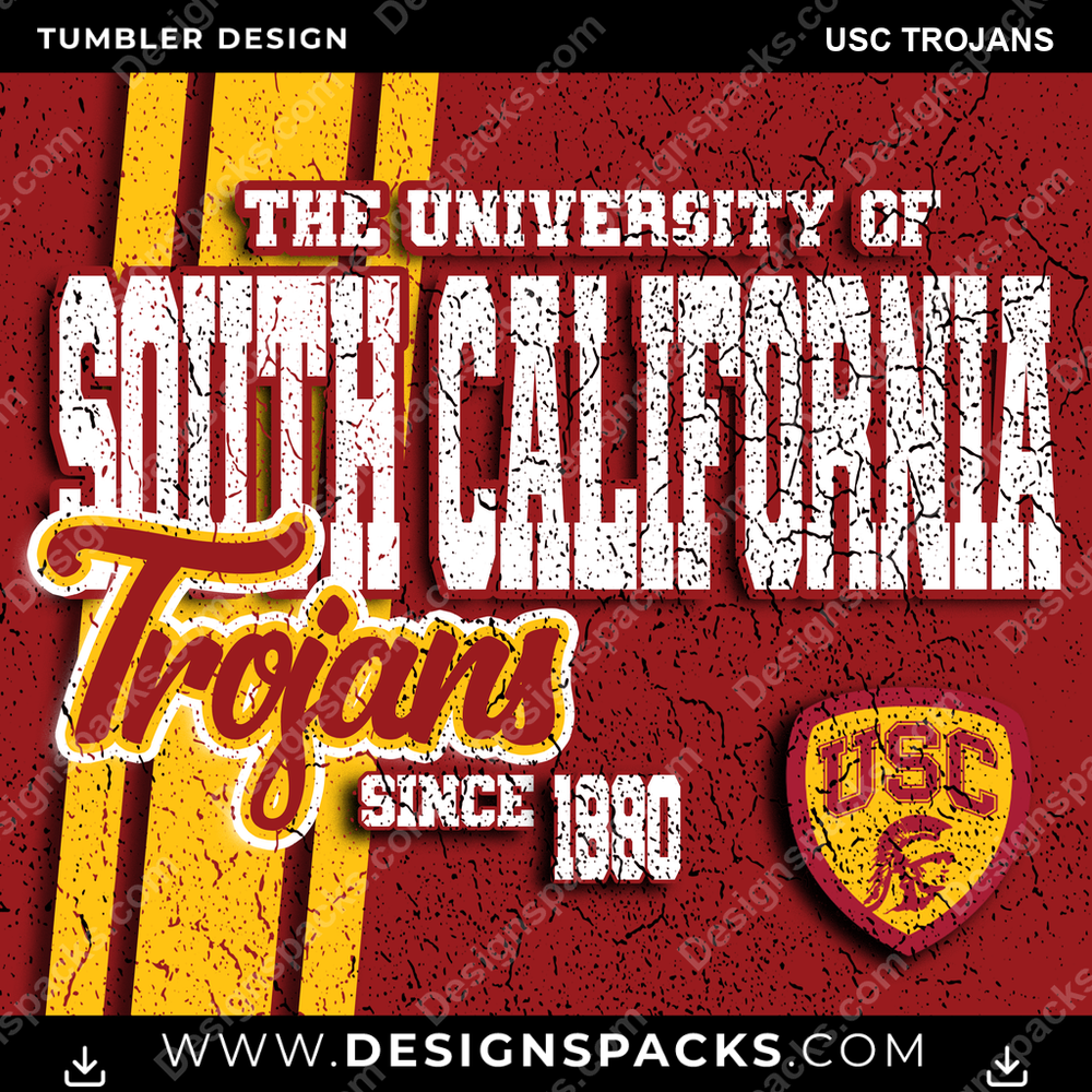 College Sport Grunge USC Trojans NCAA College Sport Tumbler Digital Wrap Design Download