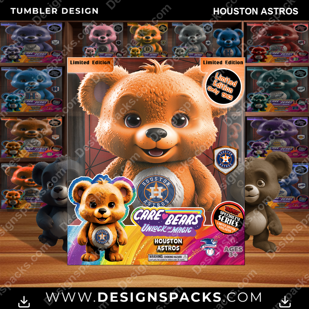 Baseball Care Bear Box Houston Astros Tumbler Digital Wrap Design