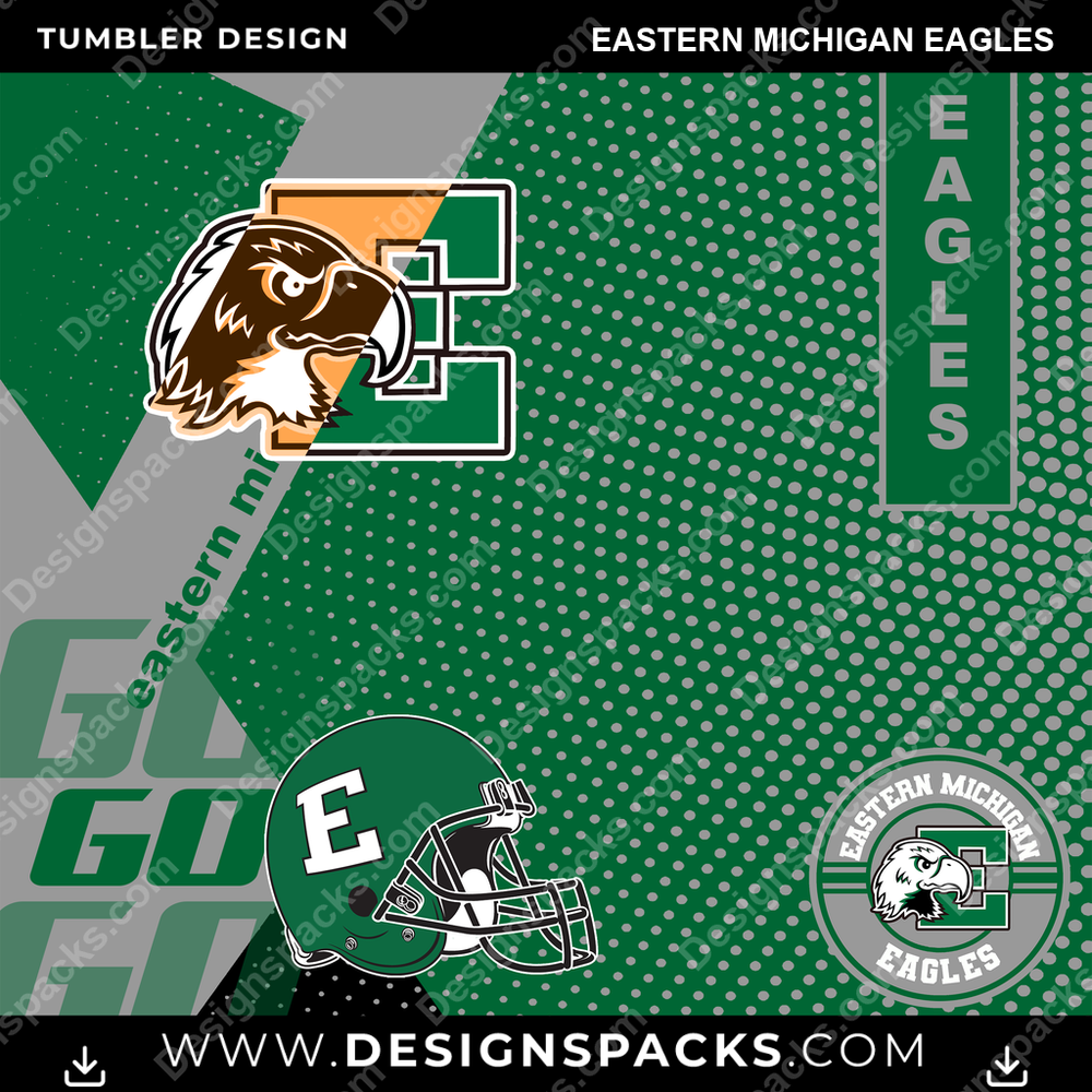 College Sport GO Eastern Michigan Eagles Tumbler Digital Wrap Design