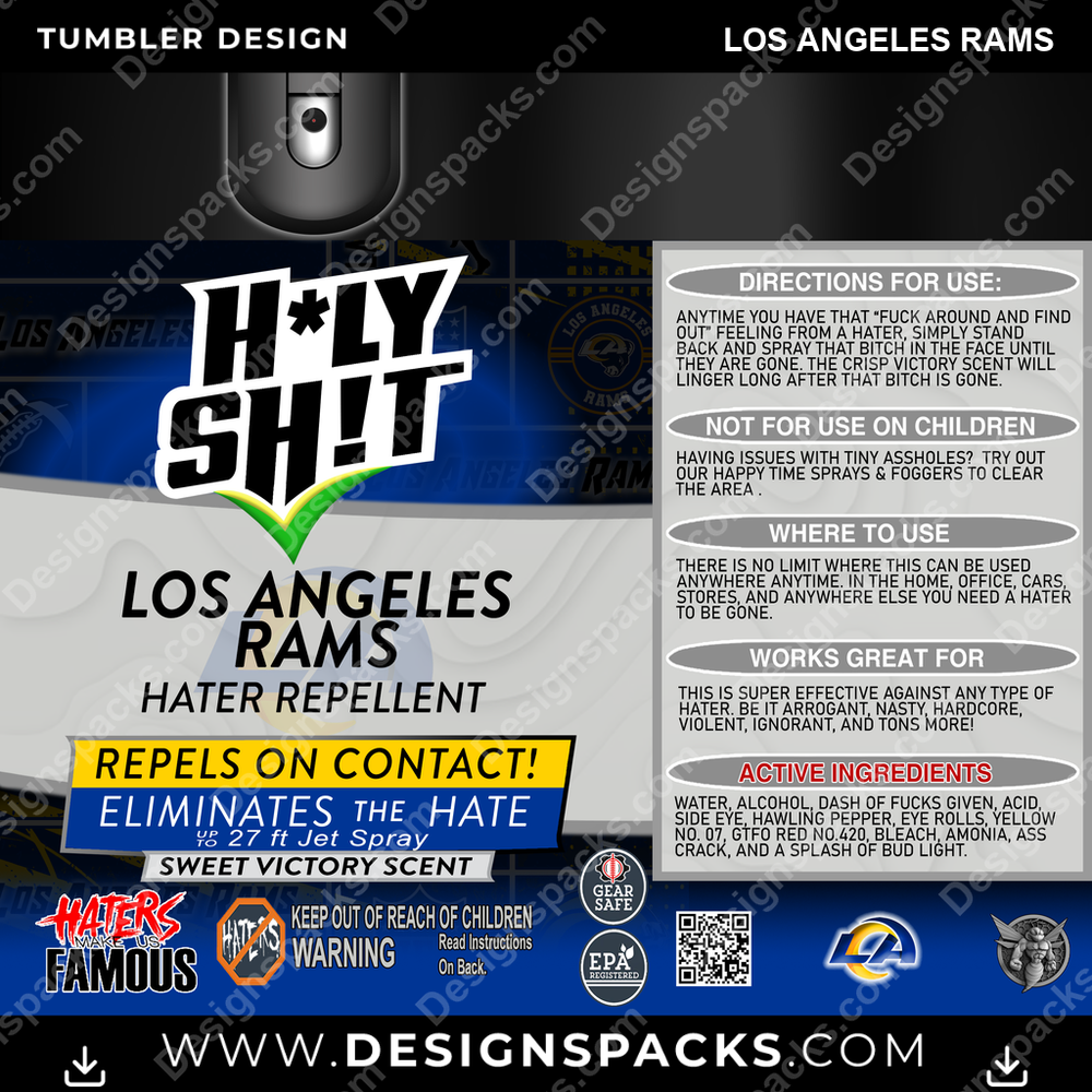 Football HOLY SHIT Los Angeles Rams NFL Football Tumbler Digital Wrap Design Download