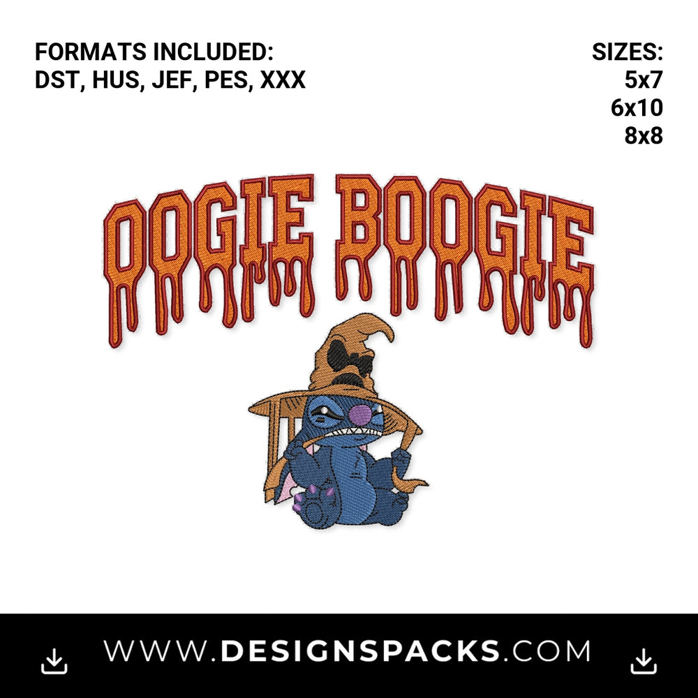 Oogie Boogie Stitch with Witch Hat Embroidery Design - Instant digital download pattern at Designspacks.com