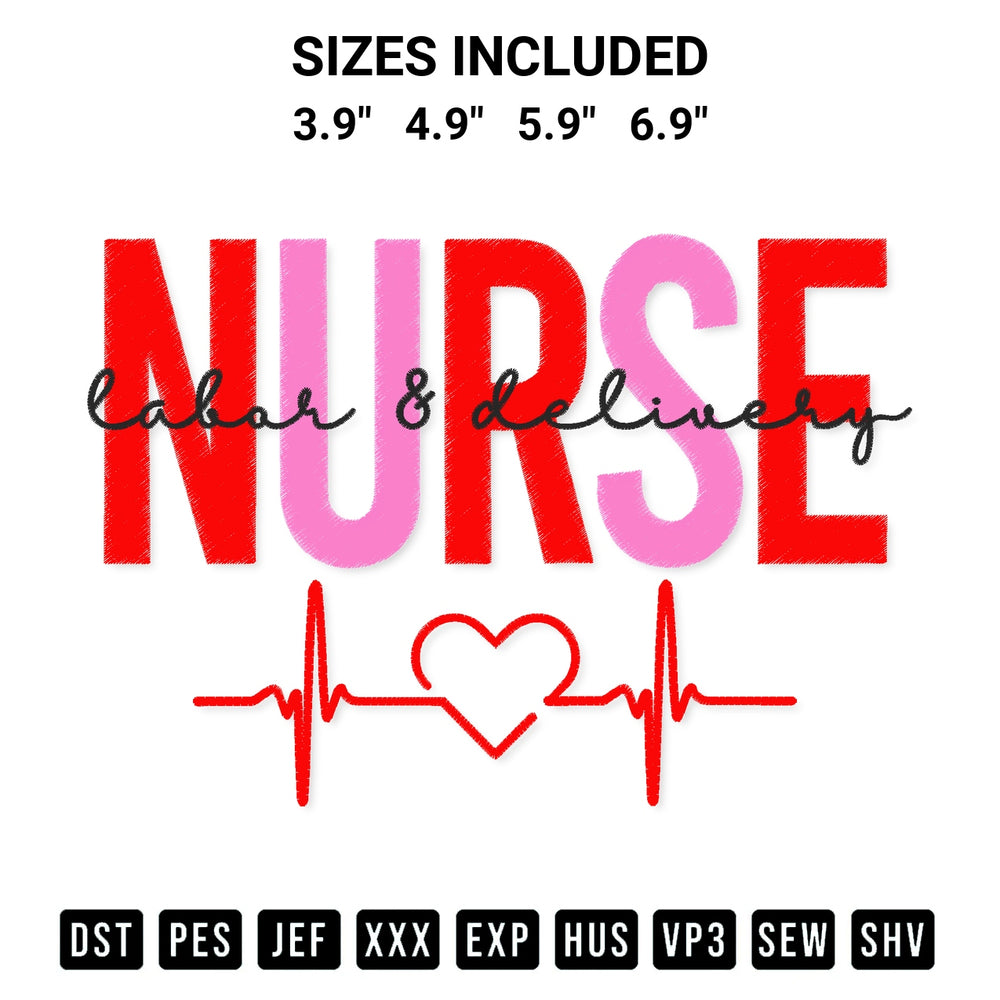 Create amazing crafts with the Nurse Labor And Delivery Heartbeat Embroidery Design embroidery file. High-quality digital download from Designspacks.com, perfect for beginners and pros. Available sizes: 3.9", 4.9", 5.9", 6.9".