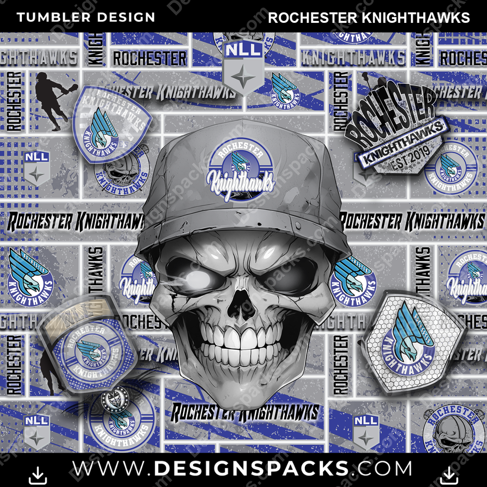 Lacrosse Skull Rochester Knighthawks Tumbler Digital Wrap Design