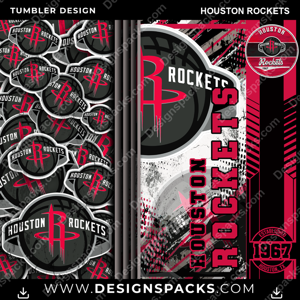 Basketball Sports Houston Rockets NBA Basketball Tumbler Digital Wrap Design Download