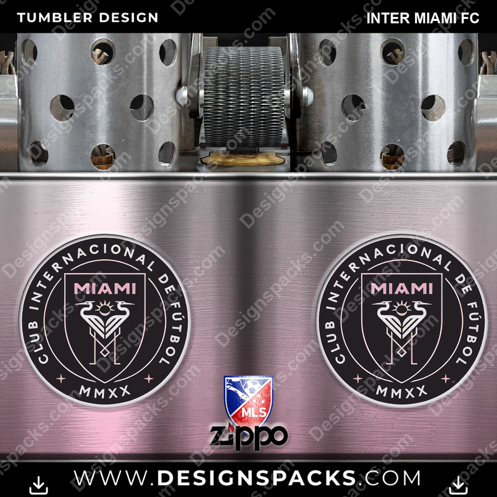 US Soccer Zippo Lighter Inter Miami FC Tumbler Digital Wrap Design