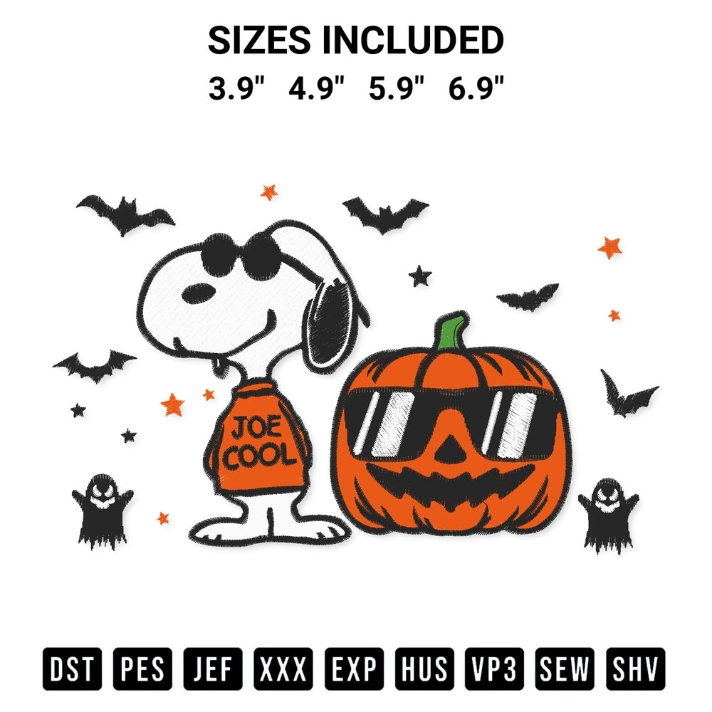 Create amazing crafts with the Snoopy Pumpkin Sunglasses Halloween Embroidery Design embroidery file. High-quality digital download from Designspacks.com, perfect for beginners and pros. Available sizes: 3.9", 4.9", 5.9", 6.9".