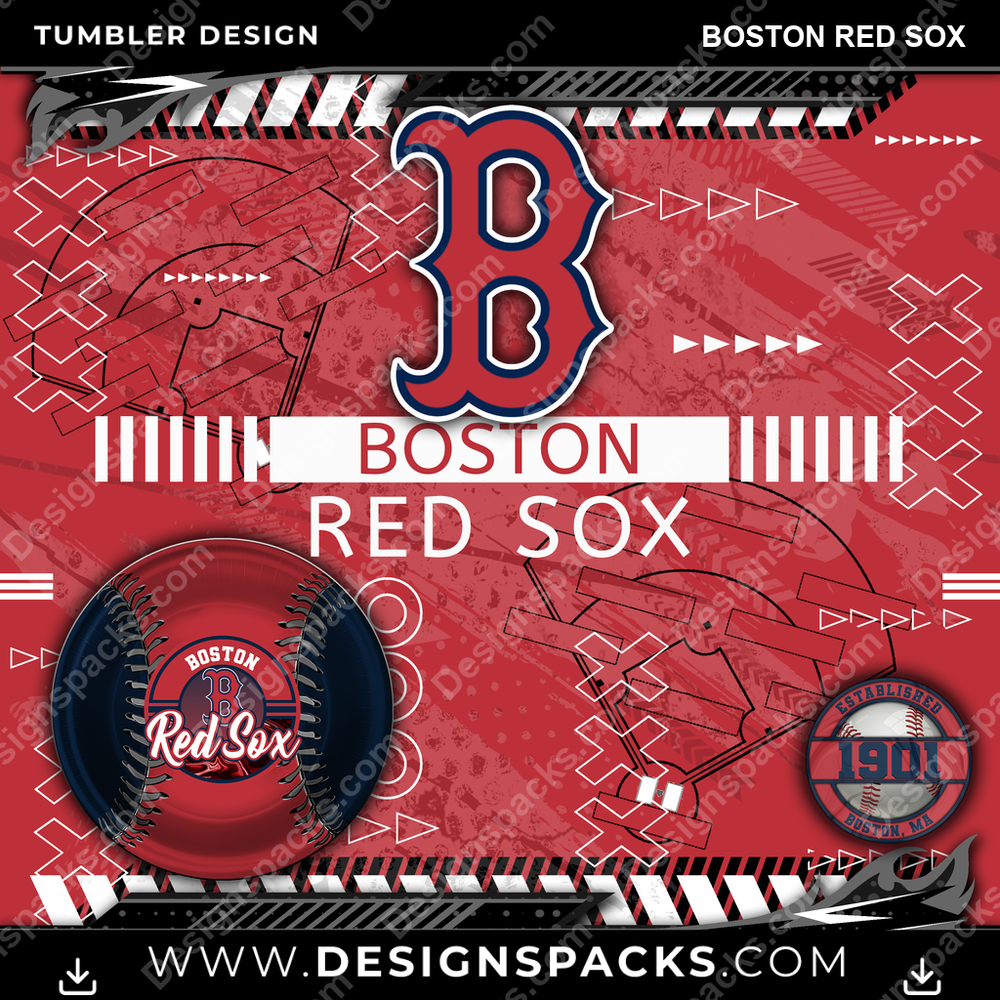 Baseball Xs & Os Boston Red Sox Tumbler Digital Wrap Design
