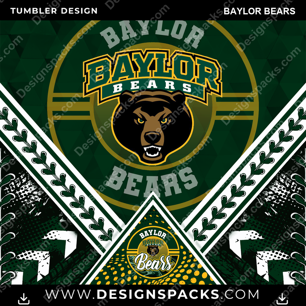 College Sport Diamond Baylor Bears Tumbler Digital Wrap Design