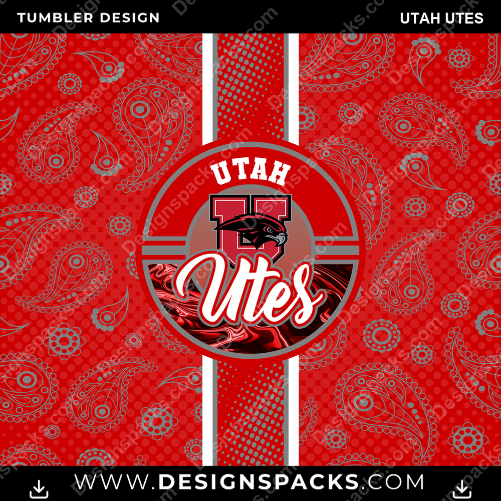 College Sport Handkerchief Utah Utes NCAA College Sport Tumbler Digital Wrap Design Download