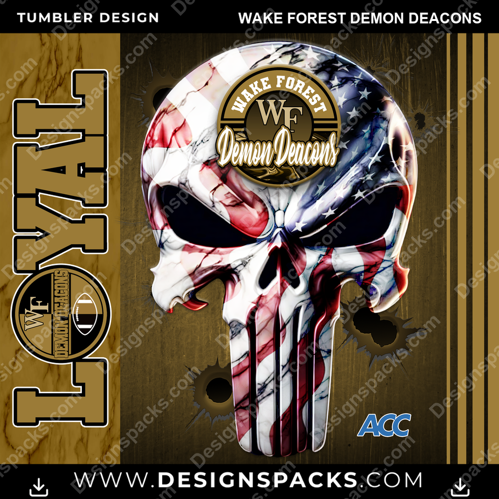 College Sport Loyal Wake Forest Demon Deacons NCAA College Sport Tumbler Digital Wrap Design Download