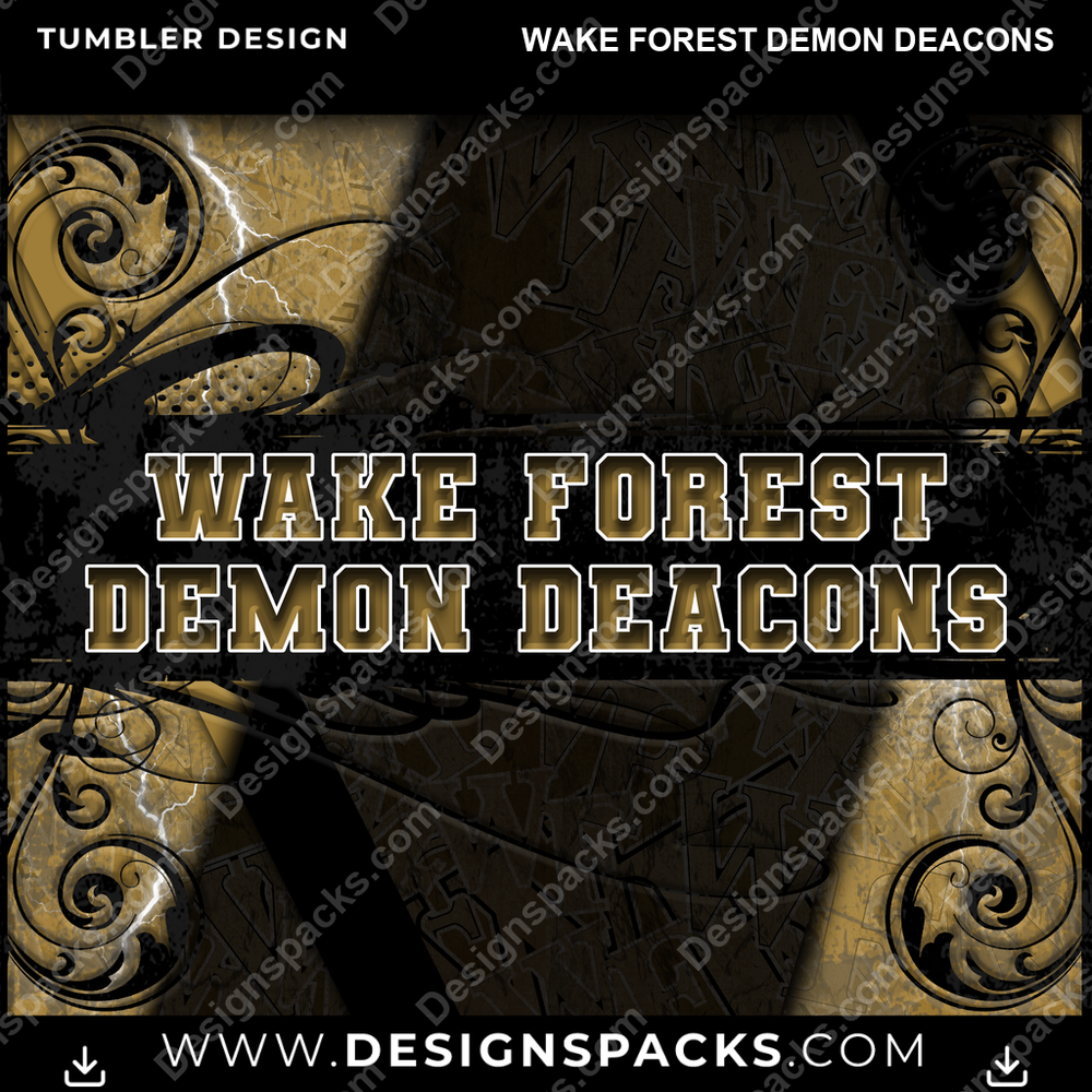 College Sport Elegant Wake Forest Demon Deacons Tumbler Digital Wrap Design
