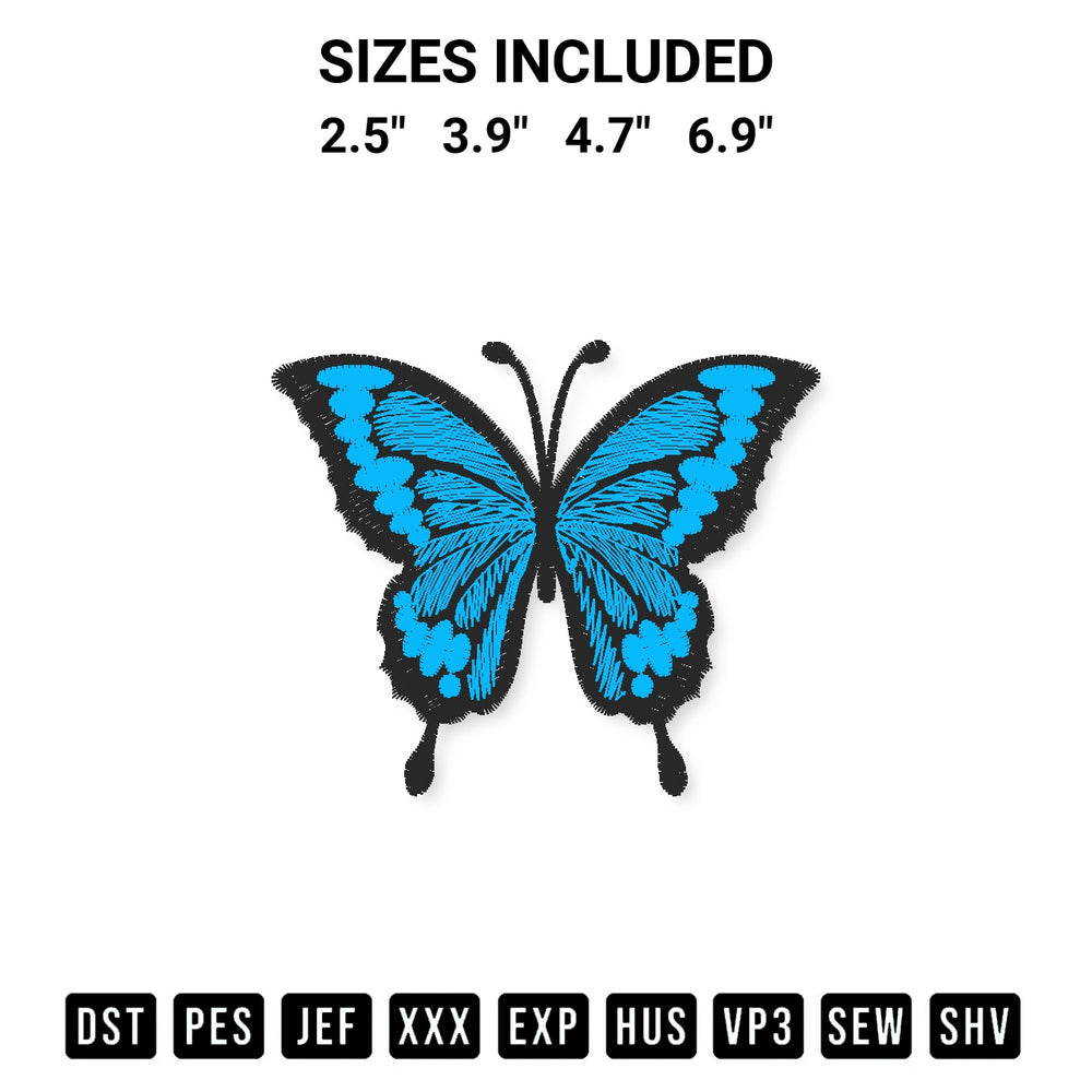 Discover the perfect addition to your crafting collection: Butterfly Embroidery Design embroidery file. Instantly available at Designspacks.com. Available sizes: 2.5", 3.9", 4.7", 6.9".