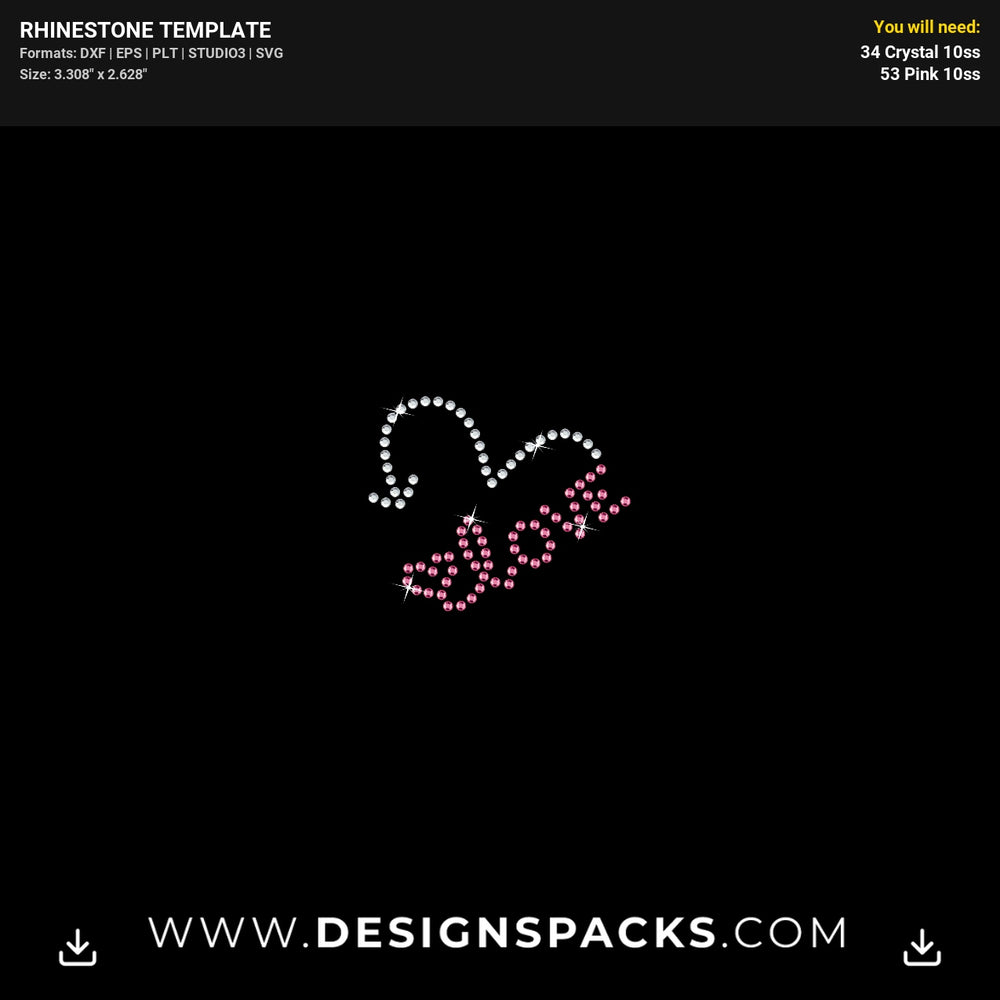 Heart Love Mask Rhinestone Digital Template