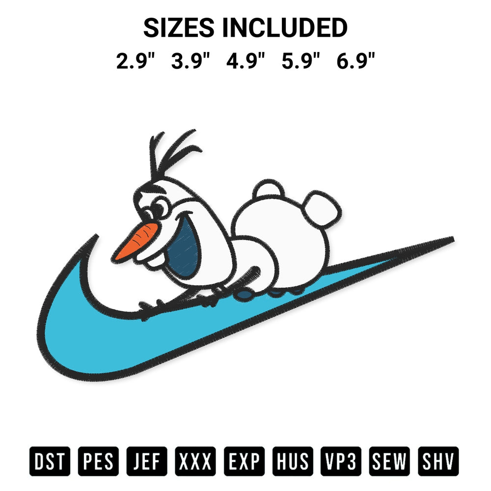 Discover the perfect addition to your crafting collection: Swoosh Olaf Frozen Embroidery Design embroidery file. Instantly available at Designspacks.com. Available sizes: 2.9", 3.9", 4.9", 5.9", 6.9".
