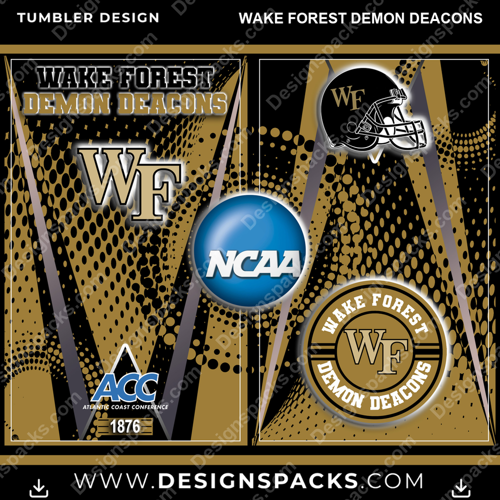 College Sport Team Logo Wake Forest Demon Deacons Tumbler Digital Wrap Design