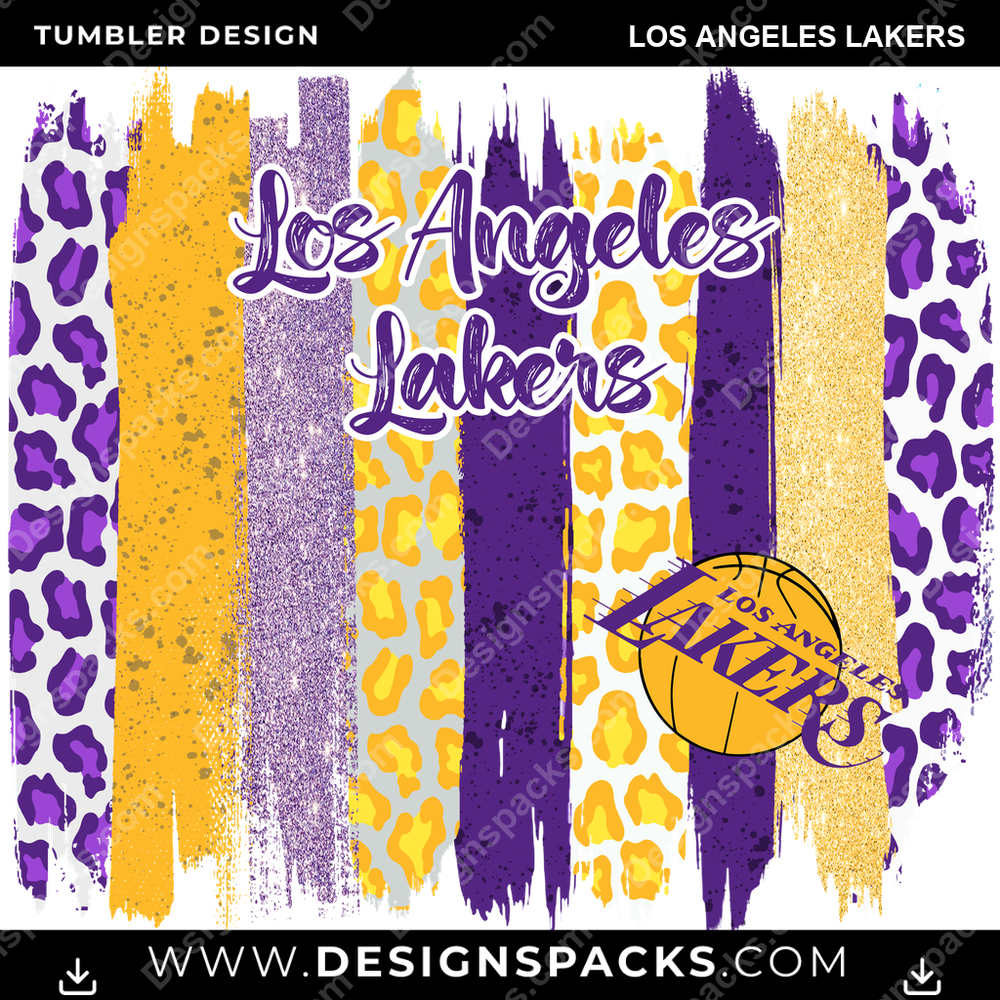 Basketball Brush Strokes Los Angeles Lakers NBA Basketball Tumbler Digital Wrap Design Download