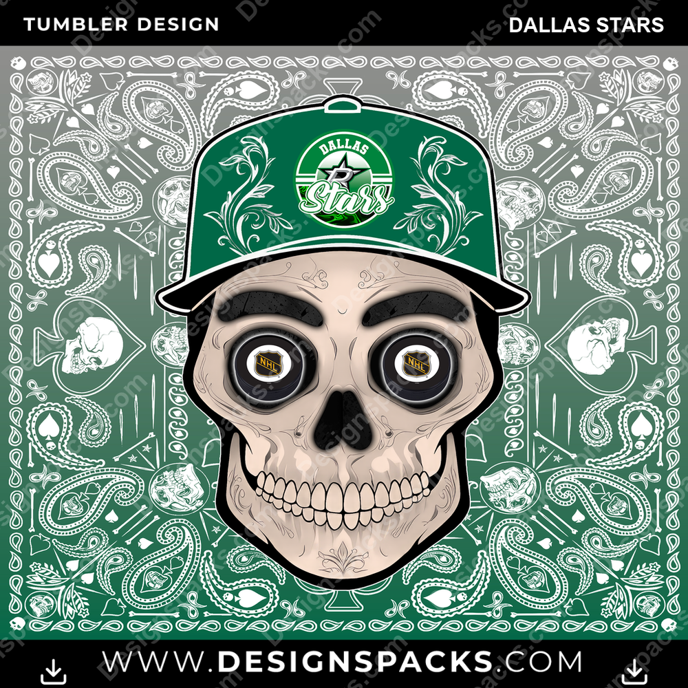 Ice Hockey Skull Handkerchief Dallas Stars Tumbler Digital Wrap Design