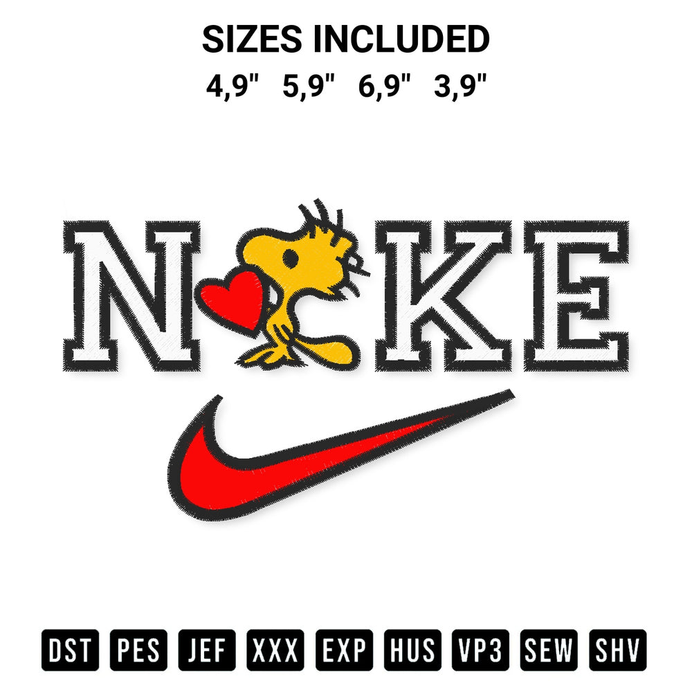 Elevate your next project with our Nike Woodstock Logo Nike Embroidery Design embroidery file. Shop high-quality digital patterns instantly at Designspacks.com. Available sizes: 4,9", 5,9", 6,9", 3,9".