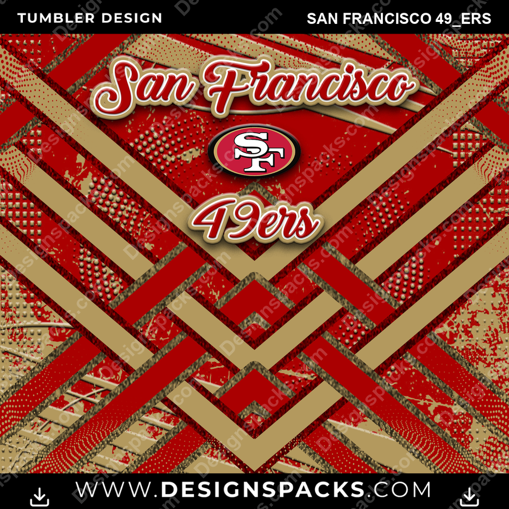 Football Glitter Stripe San Francisco 49ers Tumbler Digital Wrap Design