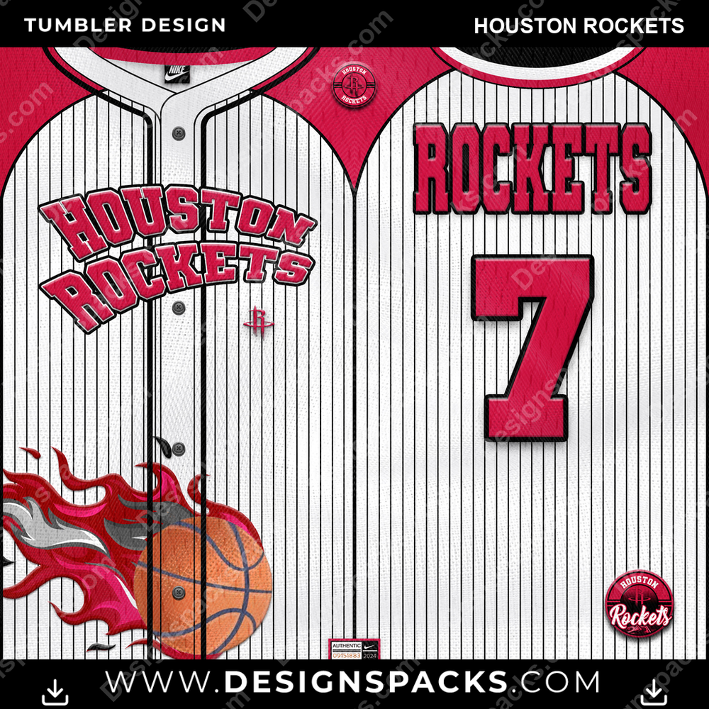 Basketball Team Button-Up Jersey Houston Rockets Tumbler Digital Wrap Design
