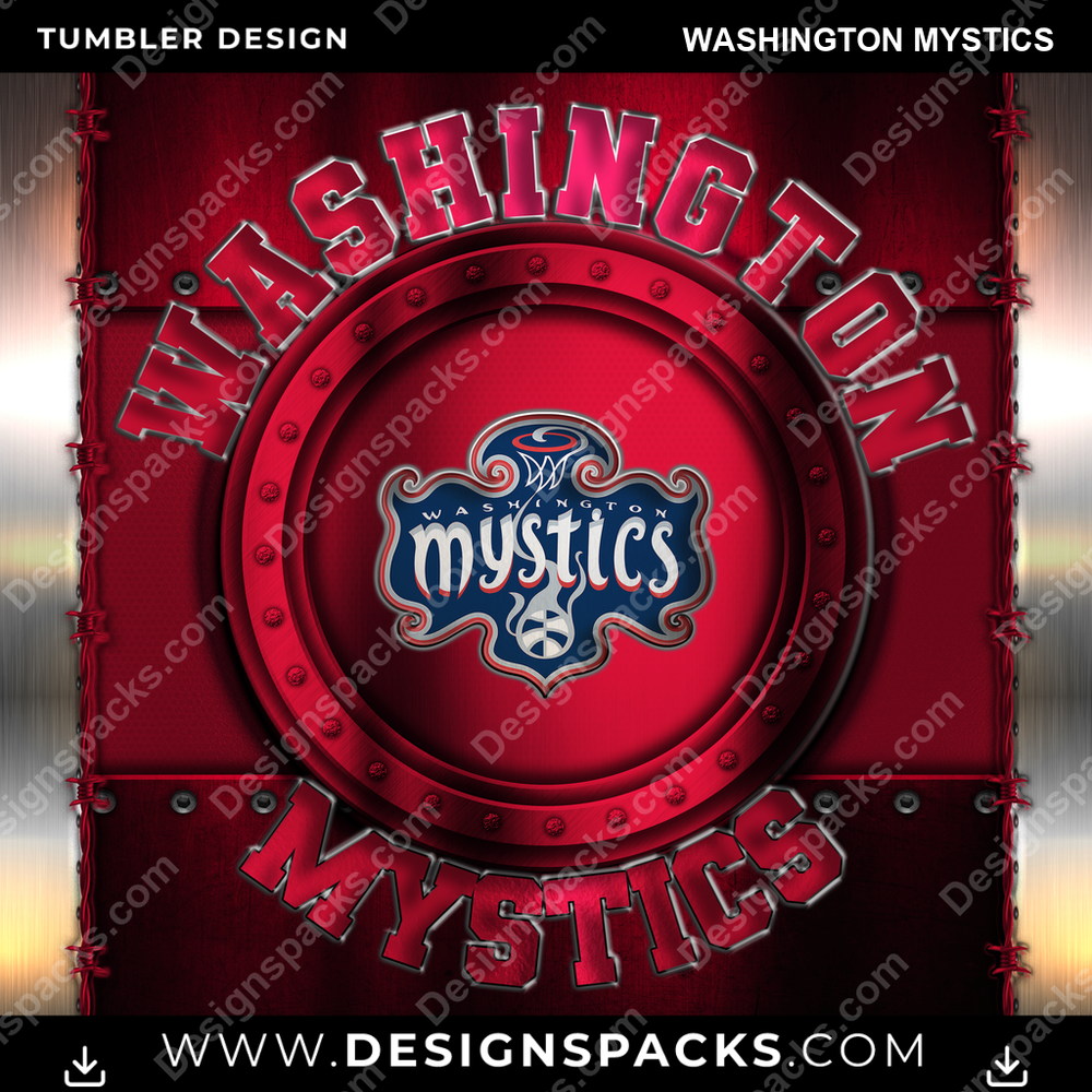 Basketball Metal Washington Mystics Tumbler Digital Wrap Design
