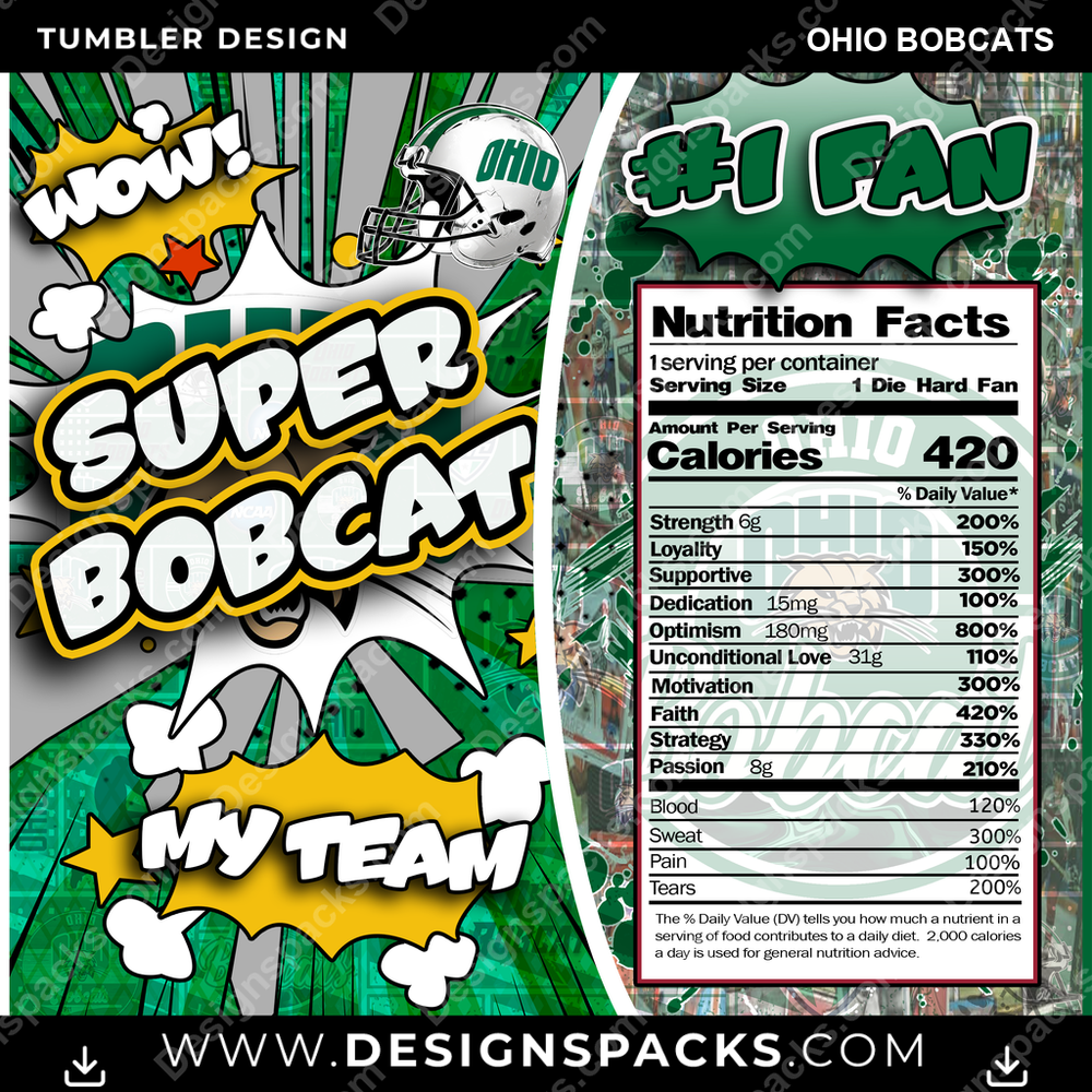 College Sport Super Team Ohio Bobcats NCAA College Sport Tumbler Digital Wrap Design Download