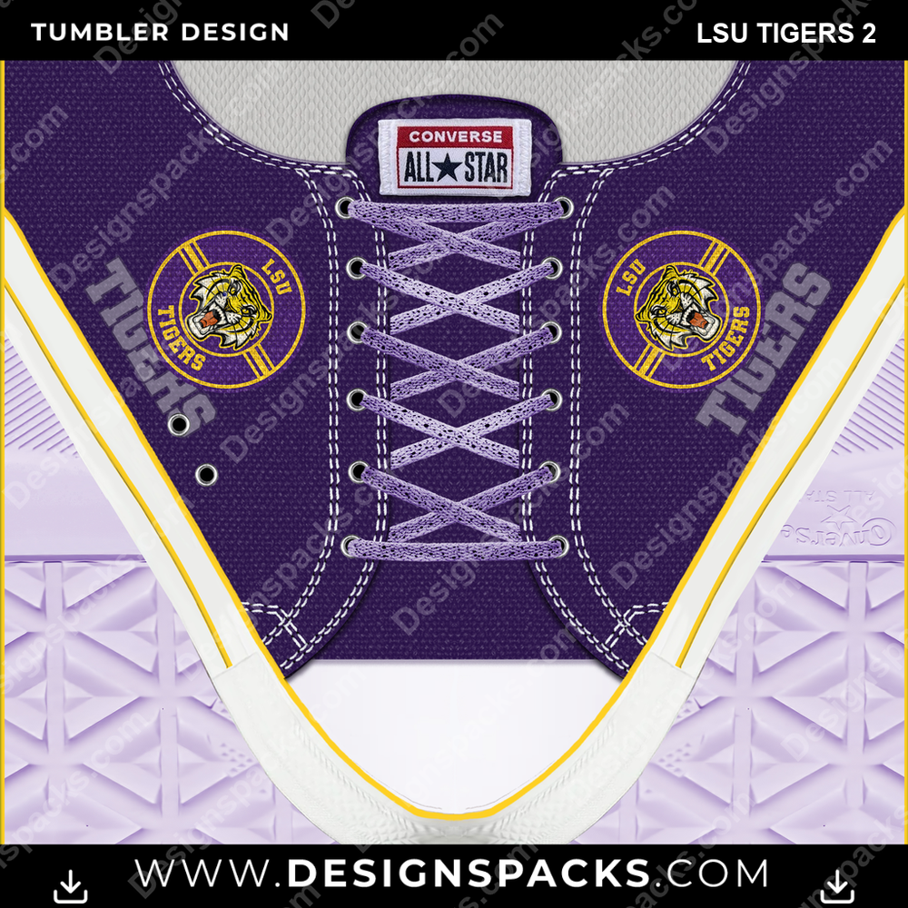 College Sport Converse LSU Tigers 2 Tumbler Digital Wrap Design