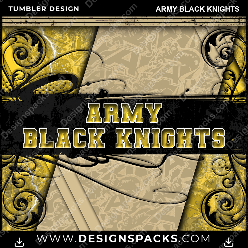 College Sport Elegant Army Black Knights Tumbler Digital Wrap Design