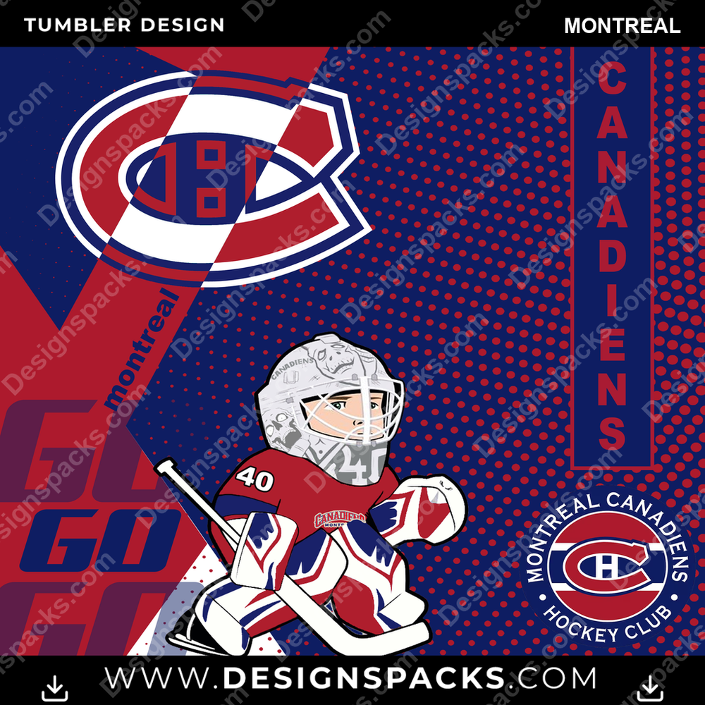 Ice Hockey GO Montreal Tumbler Digital Wrap Design