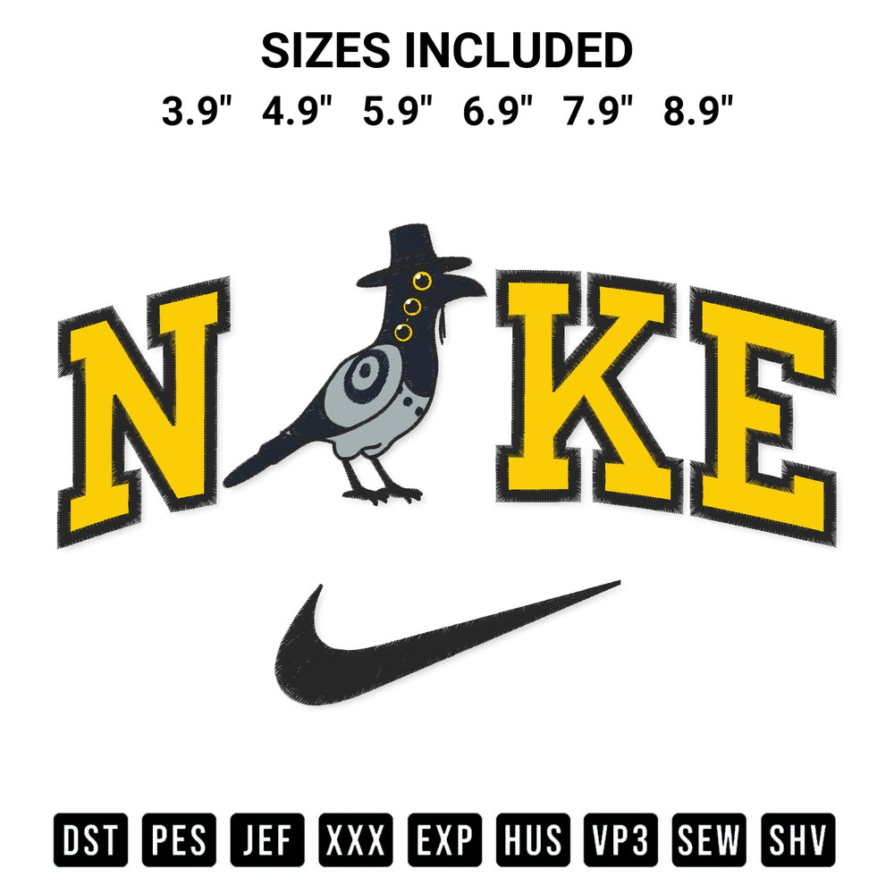 Add a unique touch to your apparel with the Sussie Bird X Nike Embroidery Design embroidery file. Premium instant download available now on Designspacks.com. Available sizes: 3.9", 4.9", 5.9", 6.9", 7.9", 8.9".
