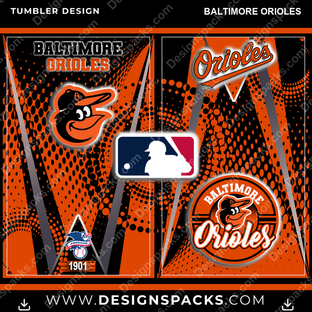 Baseball Team Logo Baltimore Orioles Tumbler Digital Wrap Design