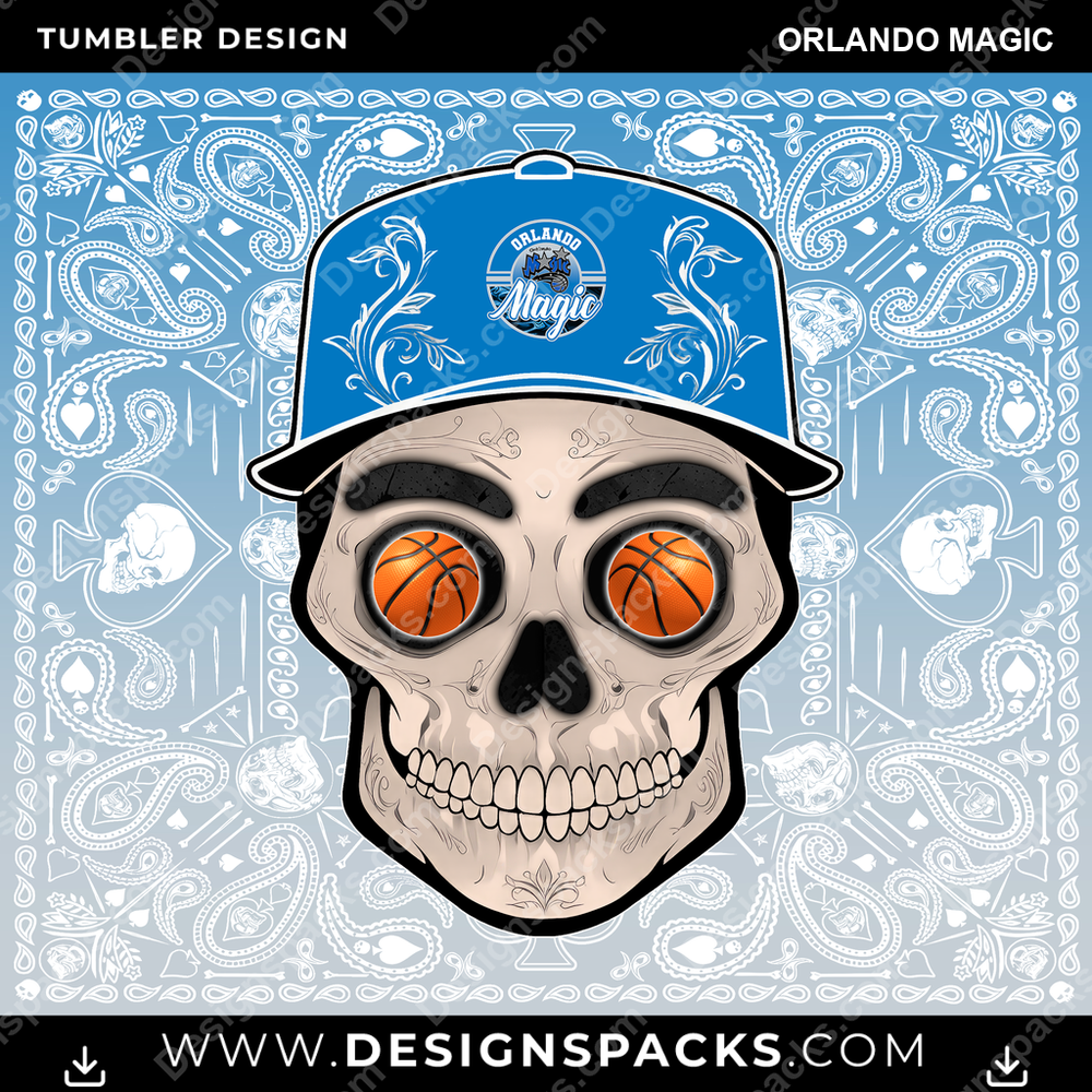 Basketball Skull Handkerchief Orlando Magic Tumbler Digital Wrap Design